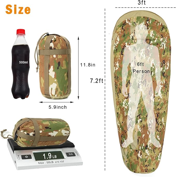 Akmax.cn Bivy Cover Sack for Military Army Modular Sleeping System Waterproof Outer Shell for Sleeping Bag Minimalist Stealth Shelter