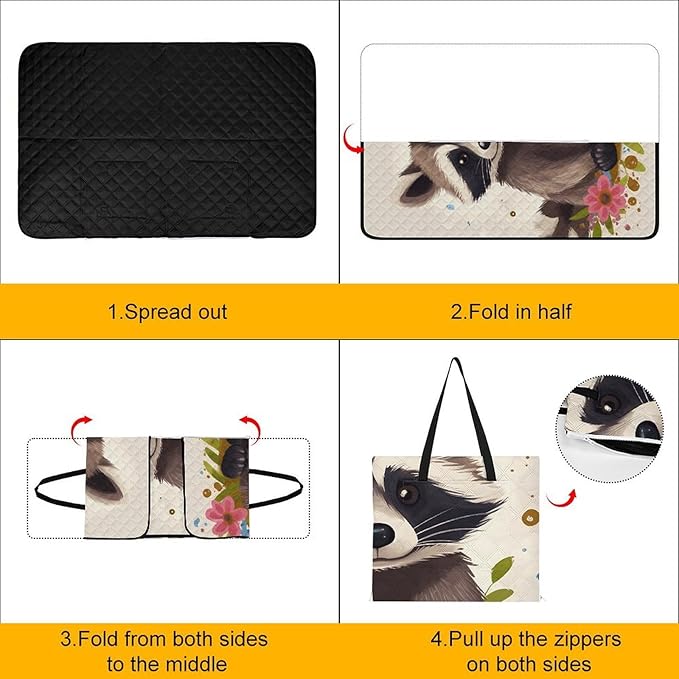 Zipper Raccoon Style Picnic Mat Suitable for Travel Camping Park Or Home Use