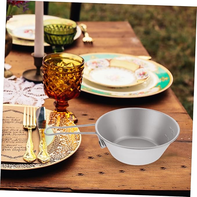 Unomor Portable Camping Bowl Titanium Outdoor Titanium Camping Bowl Camp Dishes for Hiking Picnic and Outdoor Dining