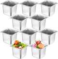 Thenshop 10 Pack 1/6 Size 6 Inch Deep Hotel Pans Stainless Steel Steam Table Food Pan Commercial Metal Food Catering Tray Anti Jam for Hotel Restaurant Buffet Party Supplies (Standard)