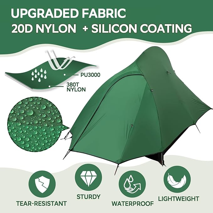 1-2 Person Lightweight Backpacking Tent - Waterproof Tent for 3 Season Ultralight Camping Tent for Outdoor Easy Setup for Sports Hiking Travel by Croosseoutdoors