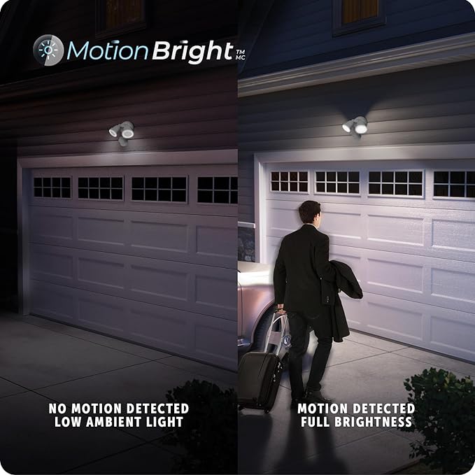 GLOBE Electric 180-Degree 15W Twin Head White 1400 Lumens Hardwired Motion Activated Outdoor Integrated LED Flood Light Security Light Outdoor Outside House Lights