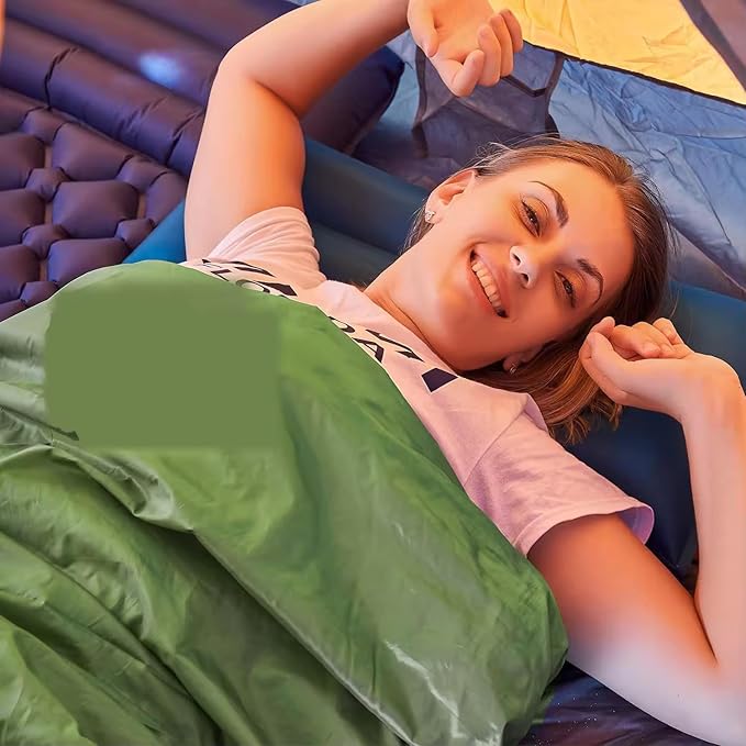 Compact Lightweight Sleeping Bag for Adults Warm Portable Camping Hiking Backpacking Outdoor Travel with Compression Sack Army Green Nylon Shell
