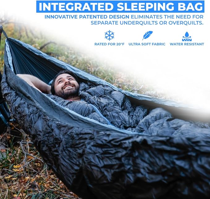 GRAND TRUNK Evolution 20 Down Hammock – Cold Weather Hammock with Integrated Sleeping Bag &amp Underquilt 20°F Rated Lightweight Camping &amp Backpacking Hammock