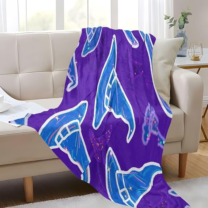 Soft Throw Blanket Happy Halloween Witch Hat Purple Couch Blankets 50x70