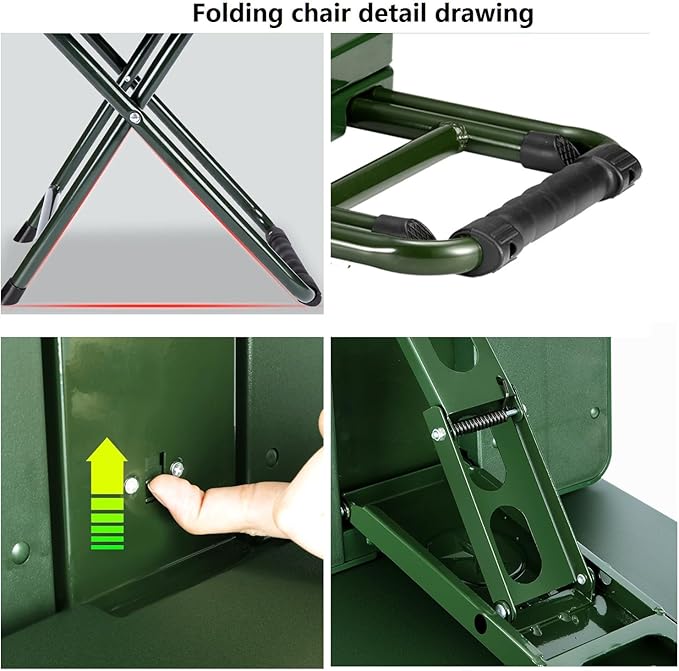 Folding Camping Chair Stool Portable Fishing Stool Multi-Functional 3 in 1 Folding Chair with Side Table for Outdoor Camping Hunting Hiking Beach Picnic