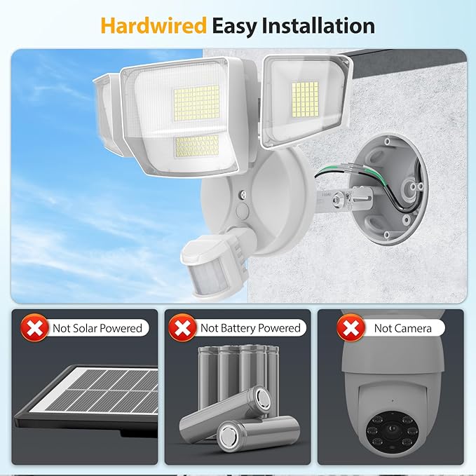 Onforu 90W 10000LM LED Motion Sensor Outdoor Lights 4-Head Dusk to Dawn Outdoor Lighting Hardwired Flood Lights IP66 Waterproof 6500K Security Floodlight for Outside (White)