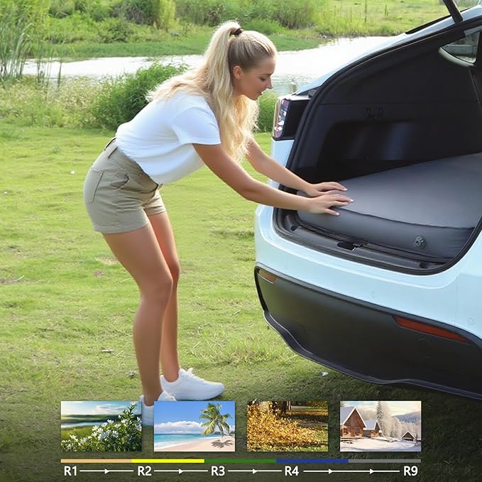 Camping Air Mattress Tesla Model Y Mattress 4 Ultra Thick Tesla Model Y Air Mattress Self Inflating Sleeping Bed with Pump Portable SUV Air Mattress Car Bed Camping Gray