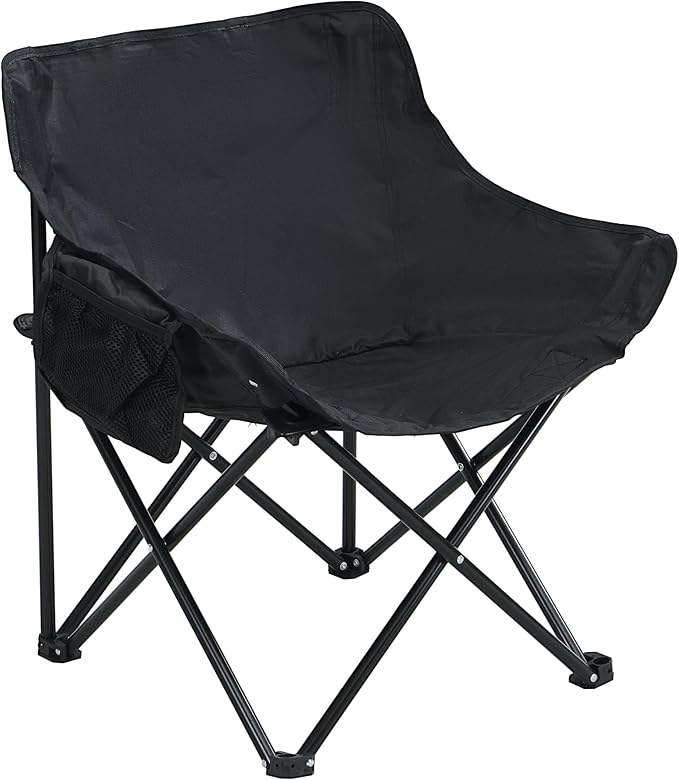 2PCS Black Folding Camping Chairs Portable with Carry Bag for Outdoor Camping Picnics Fishing and Beach Comfort