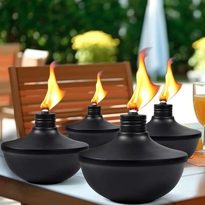 6-Pack Upgraded Tabletop Torches 24 oz Citronella Torch Lights Refillable Torch with Wicks Covers and Funnel Included - Ideal for Garden Patio Deck Yard Party Landscape