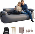 KingCamp Double Camping Inflatable Couch with Built-in Electric Pump 880LB Heavy Duty Outdoor Loveseat Air Sofa 600D Cationic Fabric Dual-Layer 2 Person Inflatable Sofa for Camp Backyard RV Patio