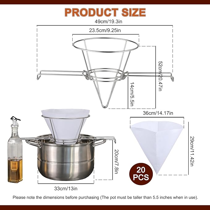 Maple Syrup Tree Tapping Kit with 8L Bags &amp Maple Syrup Cone Filter Holder Stand