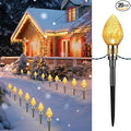 Brightown 2 Pack Strawberry C9 Christmas Pathway Lights Outdoor - Total 34.8 Feet 20 LED Christmas Walkway Lights Christmas Lights Outdoor Decorations for Yard Lawn Holiday Outside Warm White