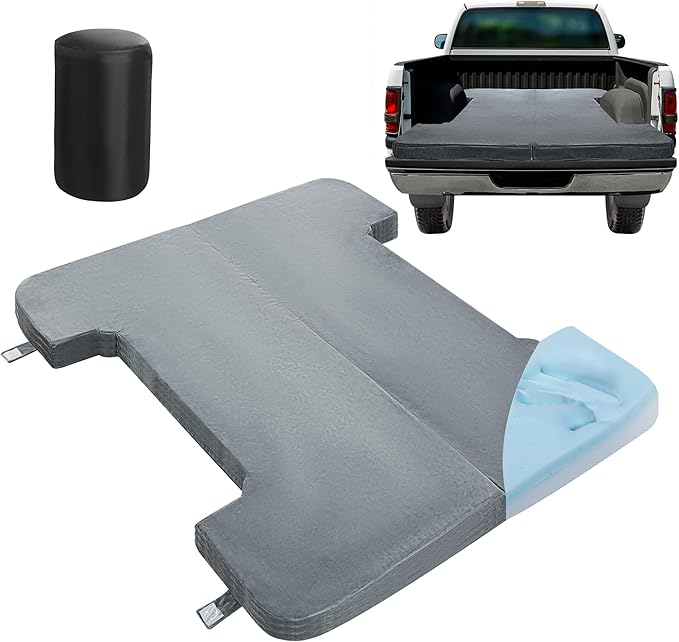 HOMBYS Memory Foam Truck Bed Mattress for 6ft to 6.5ft Foldable 2.5 Thickness Full Size Truck Bed Pick Up Mattress for Tent Camping Grey