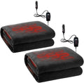 ZONETECH Heating 12V Polar Fleece Material Blanket 2- Pack - Ideal for Summer Camping Road Trips Picnics or Relaxing in The Convenience of Your Vehicle or Home