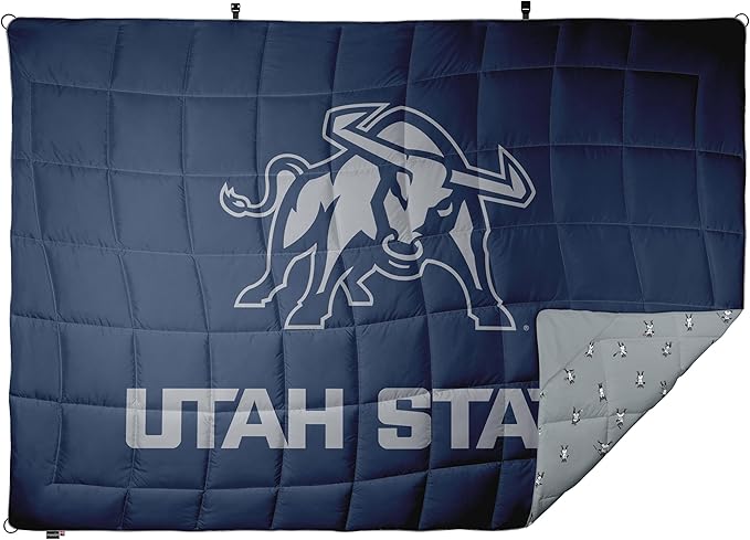 Versatile Packable Outdoor Camping Blanket Puffy Blanket Primaloft® Insulation Warm Durable Lightweight Waterproof Oversize Beach Stadium and More! 55x80 (USU - Big Blue)