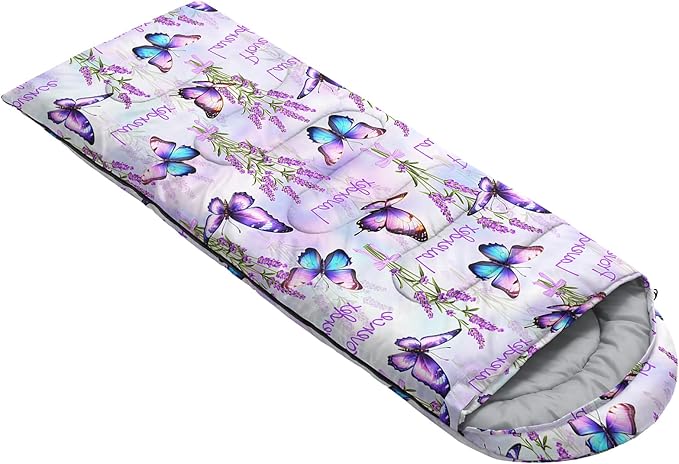 HOSIMA Kids Cute Dog Sleeping BagDifferent Pet Dogs Pattern Cold Weather Gear for CampingAnimal Themed with Christmas Tree Print Waterproof Sleeping Bags for Outdoors Hiking.