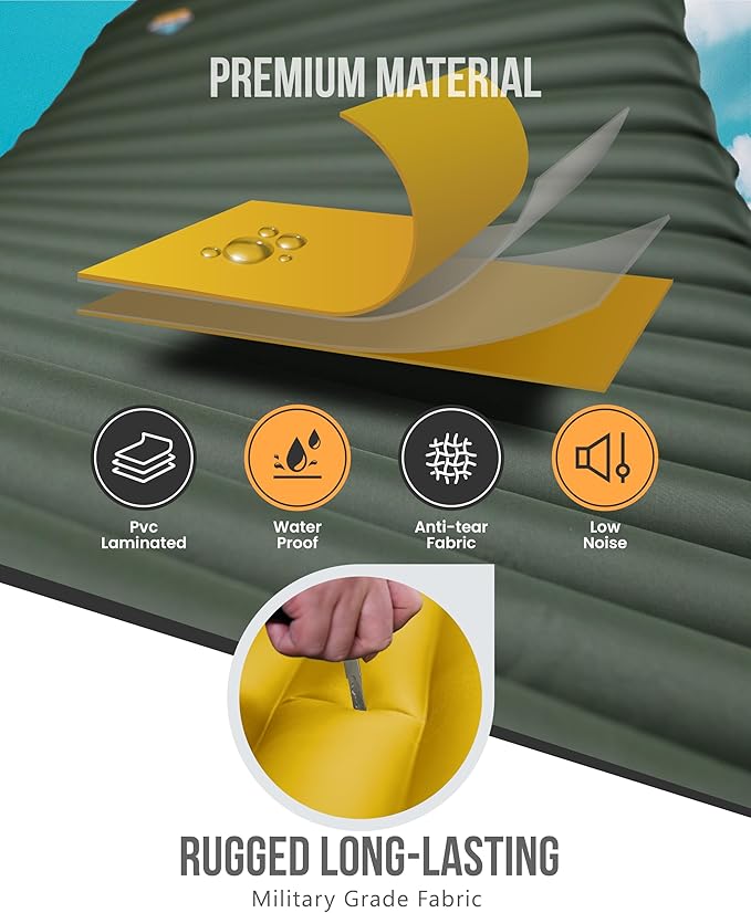 ZOOOBELIVES Extra Thickness | Wide Plus Sleeping Pad with Built-in Pump Inflatable Camping Mattress of Ultimate Comfort for Car Camping Tent and Backpacking Lightweight &amp Compact – Airlive2000