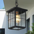 LOG BARN Outdoor Pendant Light Fixture Farmhouse Exterior Lights Anti-Rust Ceiling Outdoor Light with Seeded Glass Lantern Hanging Light for Front Door Entry Porch and Gazebo