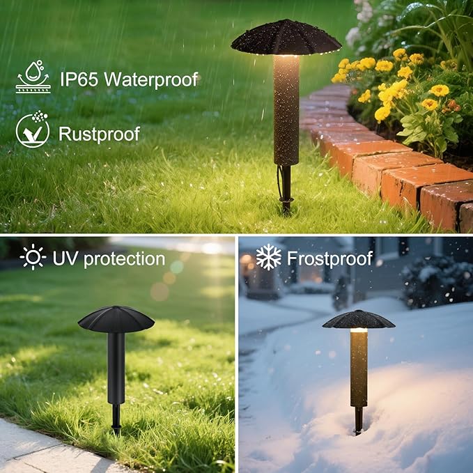 6-Pack Low Voltage Pathway Lights Kit: 24V Plug-in Landscape Lighting kit with Remote/Dusk to Dawn 3W 3000K IP65 - All-in-One Set Easy DIY Install