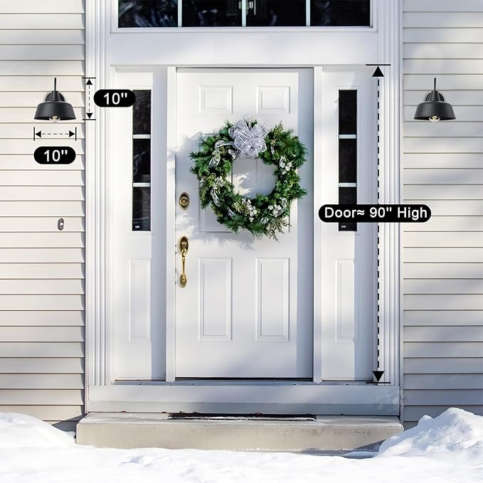 Outdoor Gooseneck Barn Light Fixture 10 Inch Matte Black Farmhouse Exterior Wall Sconce Waterproof Anti-Rust Outside Barn Lights for Porch Garage &amp Garden 2 Pack