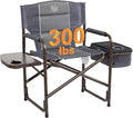 TIMBER RIDGE Lightweight Camping Chair Portable Laurel Director's Chair with Foldable Side Table Cooler Bag &amp Mesh Pocket Compact Outdoor Folding Lawn Chair Supports 300lbs Grey