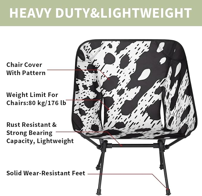 Honeybaby Folding Camping Chair Abstract Leopard Print Camping Chairs Lightweight Portable Chair Outdoor Foldable Chairs for Camping Travel Picnic Beach Hiking