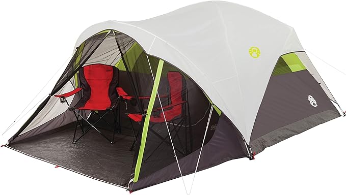 Coleman Steel Creek 6-Person Tent with Screened Porch &amp Integrated Rainfly Weatherproof Tent with Screen Room Sets Up in Minutes Fits Queen-Size Airbed