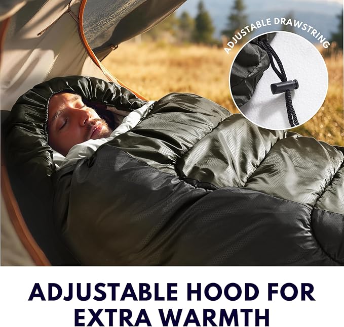 XXL Sleeping Bags for Adults Warm WeatherCamping Sleeping Bag for Kids with Compression Sack4 Season Camping Essentials Gear for HikingTravelingOutdoorBackpackingClimbing