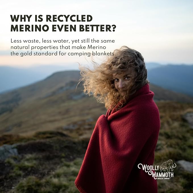 Woolly Mammoth Woolen Company Merino Wool Blanket - 80% Merino Wool - Camping Blankets for Cold Weather - Mositure-Wicking for Overlanding Hunting Emergency Kits Bushcraft (66 x 90 Lapsis)