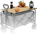 Metal Tabletop Board for Wagons CartFoldable Table 34×21 Heavy Duty for WagonAlloy Board with Load Capacity 68LBSCamping Essential and Gear for Outdoor Party with Family and Friends(Khaki)