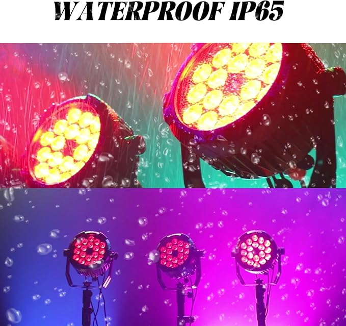 Outdoor Waterproof Par Lights IP65 Stage Light LED Uplights with DMX512 Sound Activated DJ Lighting for Christmas Event Party Wedding Disco (1 6 Colors Mixed)