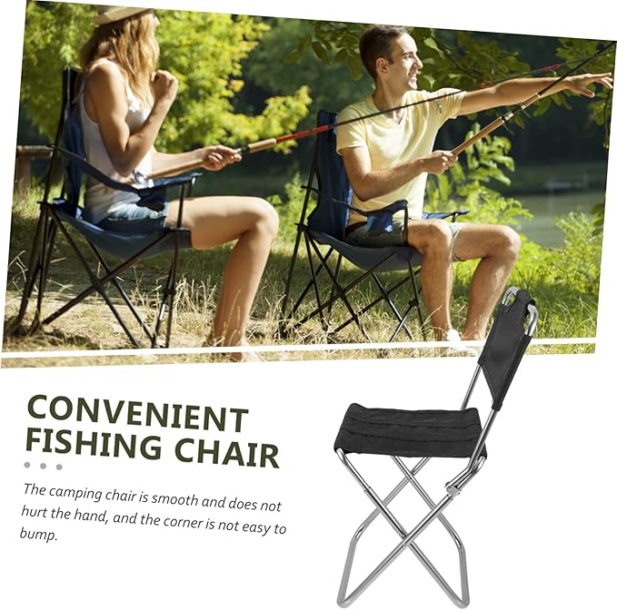 balacoo Multi-Function Beach Chair Portable Folding Stool Comfortable Camping Chairs Black Easy to Carry for Outdoor