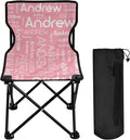 Sinestour Pink Custom Folding Camping Chair for Teen Child Personalized Name 14.6×14.6in Portable Outdoor Chair with Carry Bag for Travel Picnic Barbeques