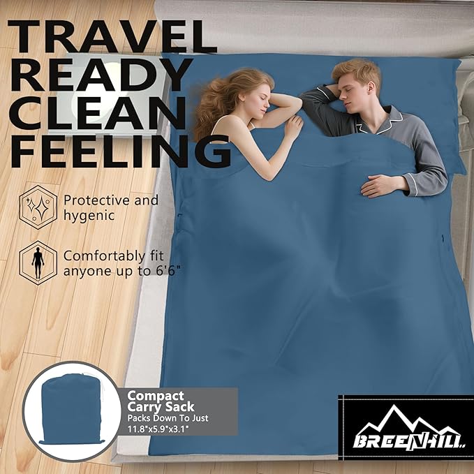 Sleeping Bag LinerLong Staple Cotton Adult Sleep Sack &amp Travel SheetsTravel Sleep Sack for Backpacking Hotels &amp Hostels Lightweight Travel Sheet Camping SheetsHas Full Length Zipper