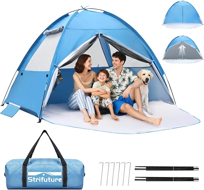 Beach Tent Sun Shelter for 4/5 Person - UPF 50+ UV Protection Portable Beach Shade Sun Canopy Waterproof &amp Lightweight Easy Setup Beach Tent for Family Beach Trips Picnics Camping