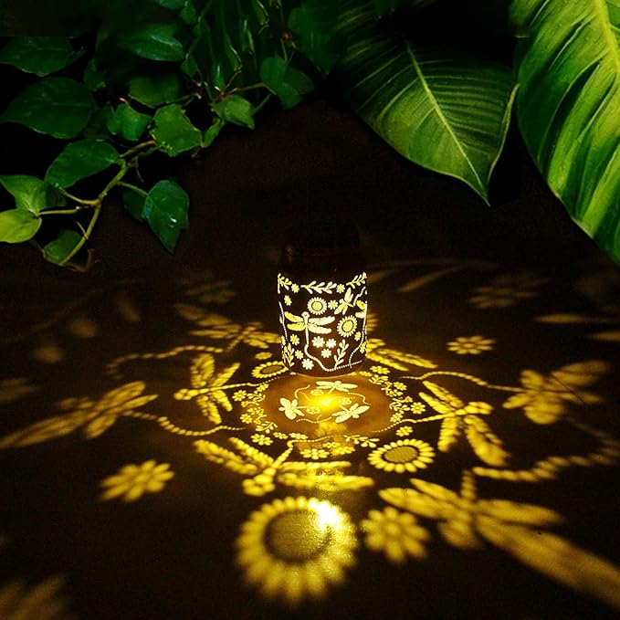 Dragonfly Outdoor Solar Lantern 2pack Waterproof - Christmas Gifts for Outside Lights Garden Decor for Balcony Yard and Deck Gardening Decorations Gifts for Women Mom (Dragonfly 2pack)