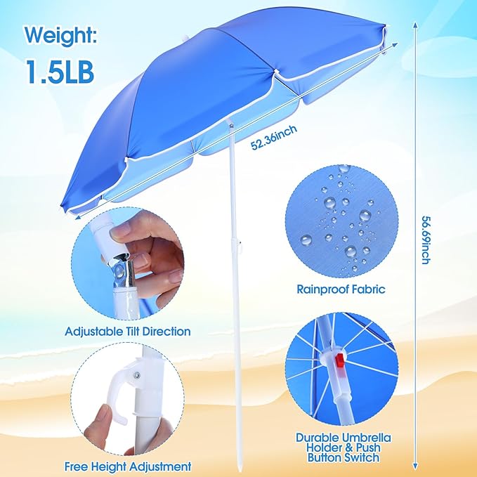 Huwena 2 Pack Beach Chair for Adult with 2 Umbrella Low Folding Chair Detachable Adjustable Lightweight with Armrests Cup Holder Carry Bag Portable for Sand Camping Travel Outdoor Pool(Black)