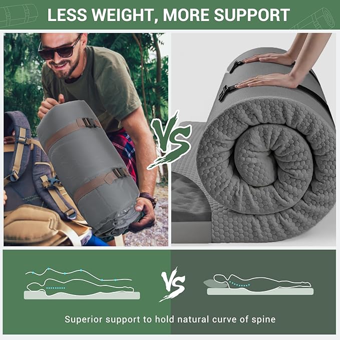 Elegear CumbreX™ Air &amp Foam Self Inflating Sleeping Pad Built-in Electric Pump 4 Ultra-Thick Memory Foam Camping Mattress with Pillow Double Camping Pad 4-Season R-value 9.5 Camp Mat for Travel