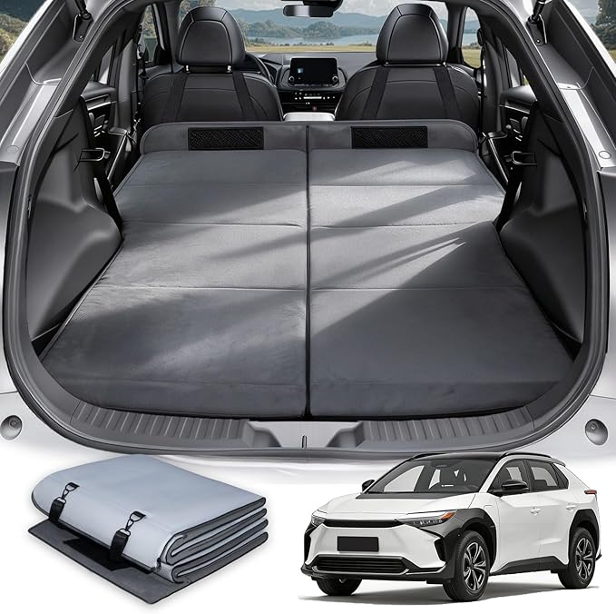 Car Bed for Toyota bZ4X Foldable Non-Inflatable Memory Foam Camping Mattress Thickened Portable Trunk Sleeping Pad Air Mattress Upgrade for Camping &amp Travel Essentials with Storage Bag