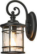 Outdoor Wall Lamps Exterior Waterproof Wall Sconce Light Fixture with Water Ripple Glass Die-Casting Aluminum Black Waterproof Wall Mount Light for Porch Garage Yards