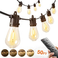 addlon 50FT LED Outdoor String Lights Remote Dimmable Patio Lights with Timer &amp 3 Lighting Modes 16 Shatterproof Edison Bulbs Waterproof Connectable String Lights for Outside Backyard Party Déc