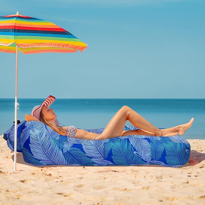 Inflatable Couch Air Lounger for Adults Ultralight Portable Blow up Couch Air Sofa Inflatable Beach Lounger Bed for Camping Hiking Festival Backyard Lawn No Pump Required
