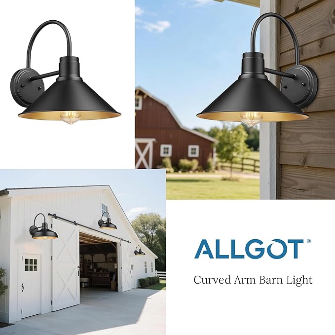 Exterior Barn Light Outdoor Wall Mount Light for House Front Porch Wall Lighting Fixture Farmhouse Outdoor Sconce Light (Black 3 Pack)