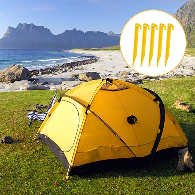 80 PCS Plastic Tent Stakes 9 Inch Heavy Duty Tent Pegs Spike Hook for Camping Outdoor Sand Beach Halloween Christmas Garden Lawn Stakes Light Safe Tent Stakes Sturdy Canopy Stakes Accessories
