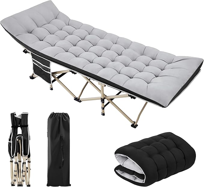 Yaheetech Folding Camping Cot Portable Outdoor Bed for Adults w/Mat &amp Storage Bag &amp Carry Bag Heavy Duty Cots for Outdoor Travel &amp Office/Home Nap