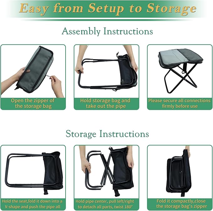 YANYUCB Portable Folding ChairUltralight Collapsible StoolCamping ChairHandbag Style Pocket Foldable Stool for Camping Travel Fishing Hiking and Outdoor Activities(Grey)