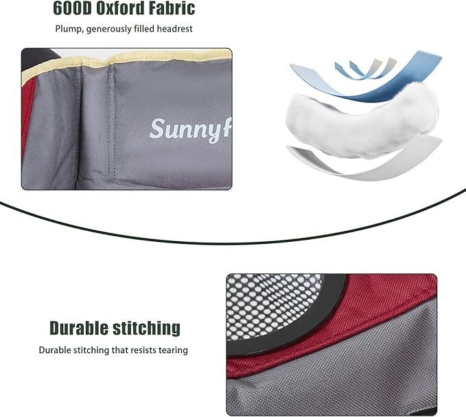 SUNNYFEEL Heated Double Camping Chairs Padded Loveseat Chair for 2 Person Heavy Duty Oversized Camping Couch 600lbs for Adults Portable Outdoor Lawn Chair with Cup Holder for Outdoor Patio RV Camping