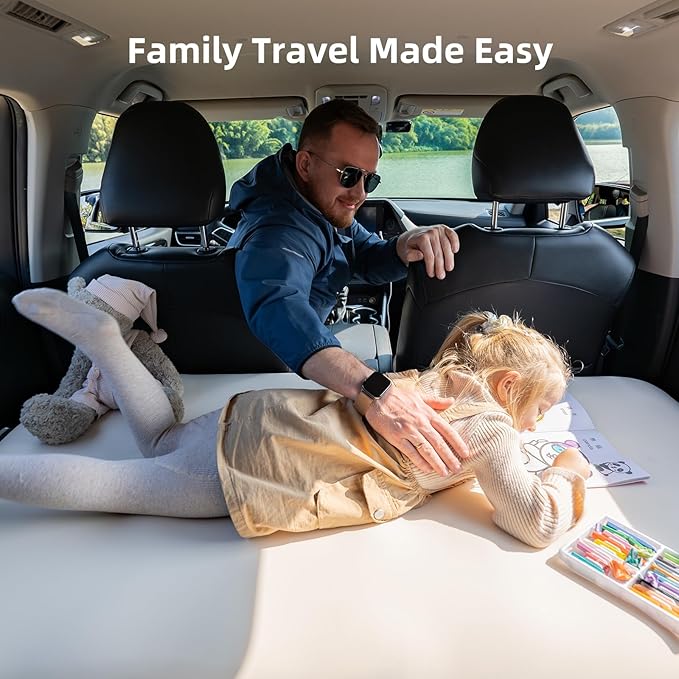 CozyPad Car Air Foam Mattress for Toyota Highlander Second Row Custom Fit Inflatable Back Seat Bed with Built-in Pump TPU Layer Foam Cushion Support for Kids Pets and Adults