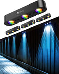 Solar Fence Lights 4 Pack Outdoor Fence Light Solar Powered with Sync Group Control &amp 10 Light Modes Solar Wall Lights Outdoor Waterproof IP65 for Deck Patio Backyard Wall Pool Step